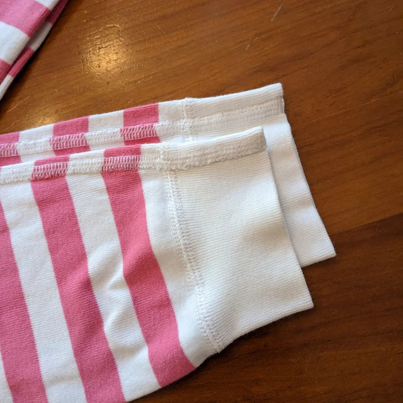 Hanna Andersson winter pj 130/US8 Long Johns Jammies pink white candy stripe - Picture 9 of 9